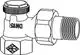 Verschraubung in Eckform aus vernickeltem Rotguss, mit Gewindeanschluss. Produkt von IMI Hydronic Engineering, geeignet für Rohrverbindungen.